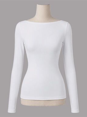 Aritzia Contour White Long Sleeve Boatneck Top